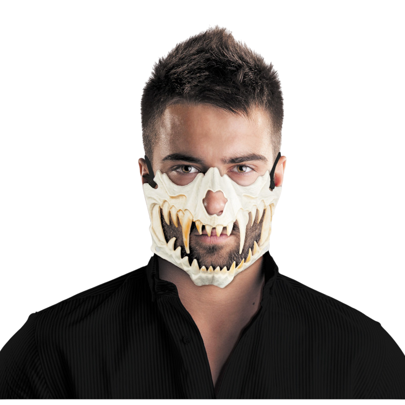 Maske med kæbe og skelet med tænder – Halloween-tilbehør