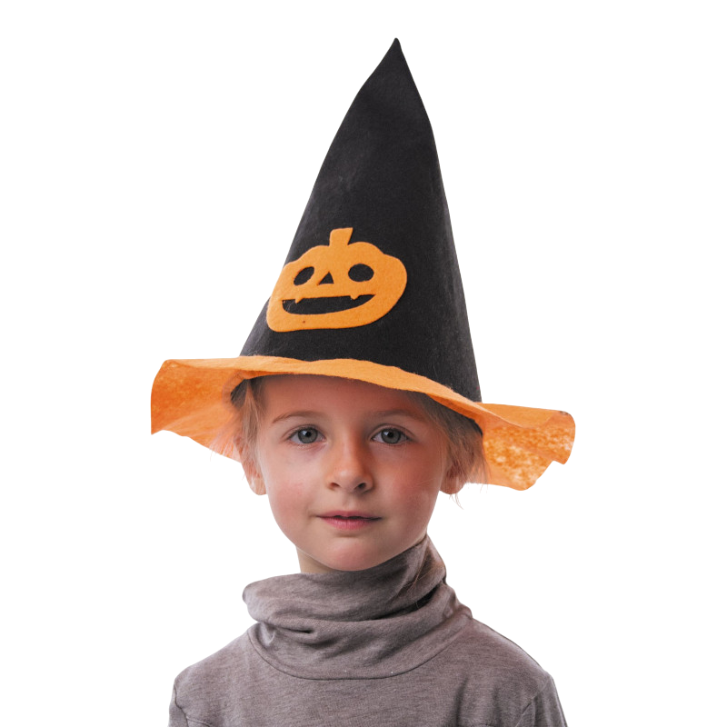 Græskarhat til børn i filt – Halloween