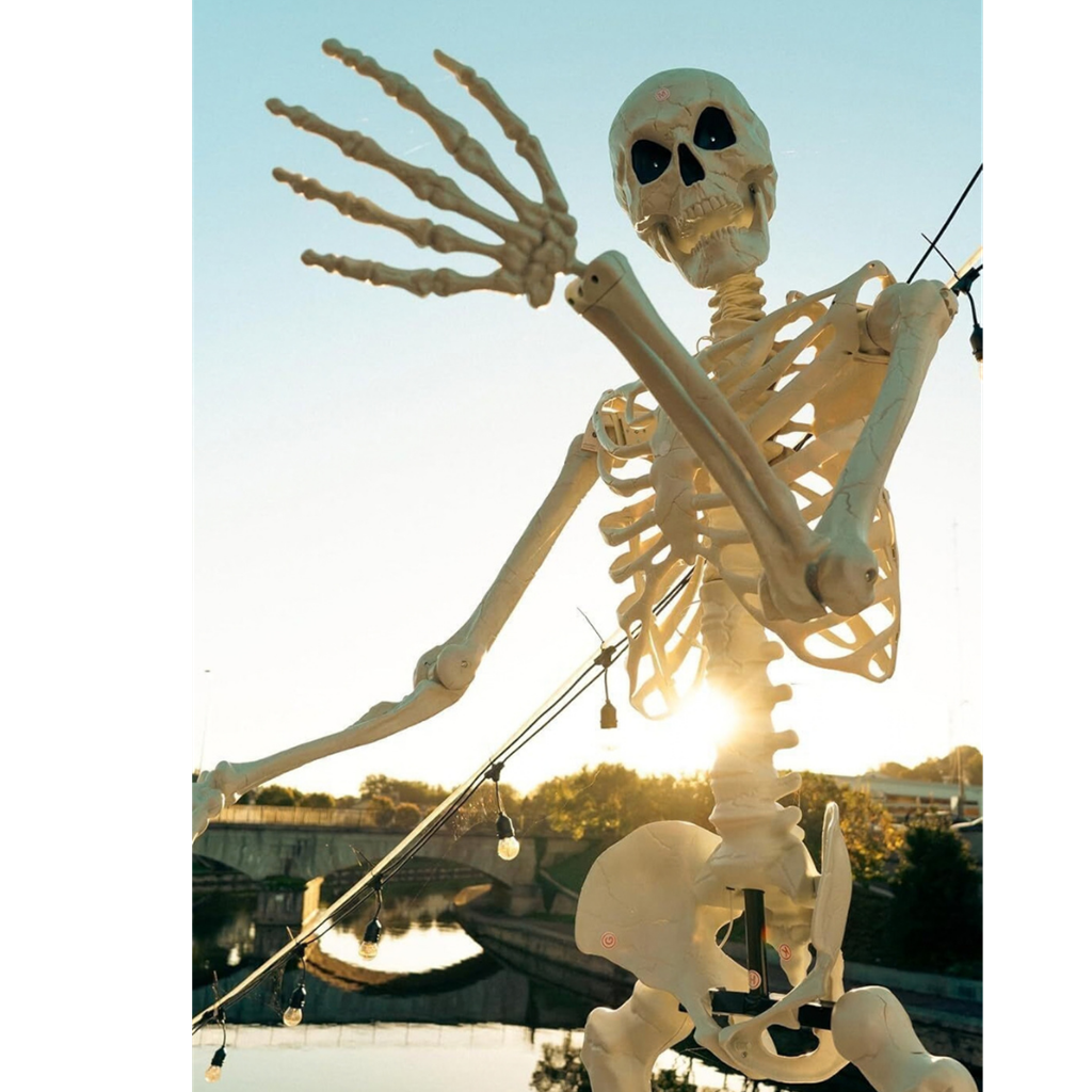 Kæmpe lysende skelet, 3,18 m – XXL-halloweenpynt