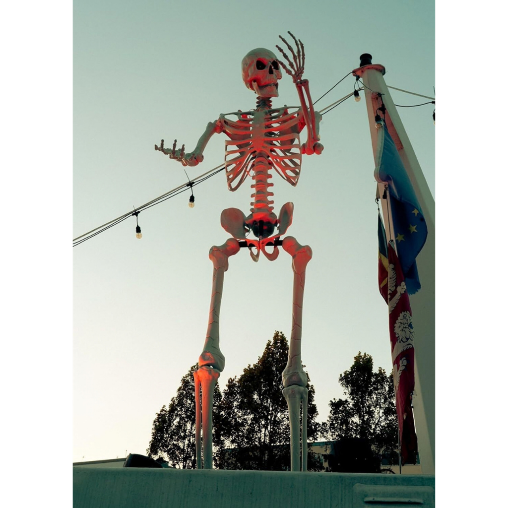 Kæmpe lysende skelet, 3,18 m – XXL-halloweenpynt
