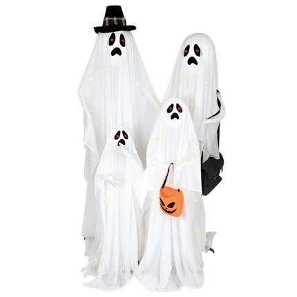 Sæt med 4 lysende og lydende spøgelser, 160 cm – Halloween-pynt
