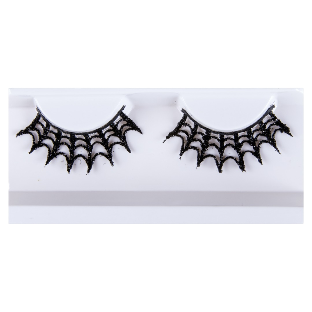 Selvklæbende kunstige øjenvipper i spindelvævsdesign – Halloween-makeup