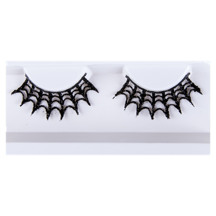 Selvklæbende kunstige øjenvipper i spindelvævsdesign – Halloween-makeup