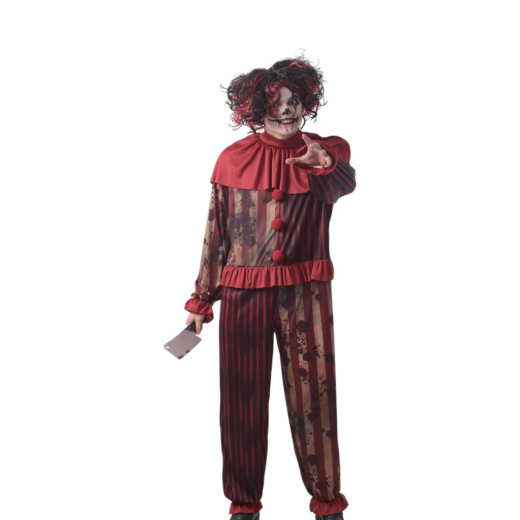 Kostume: Ondskabsfuld klovn til mænd, størrelse L/XL – Halloween
