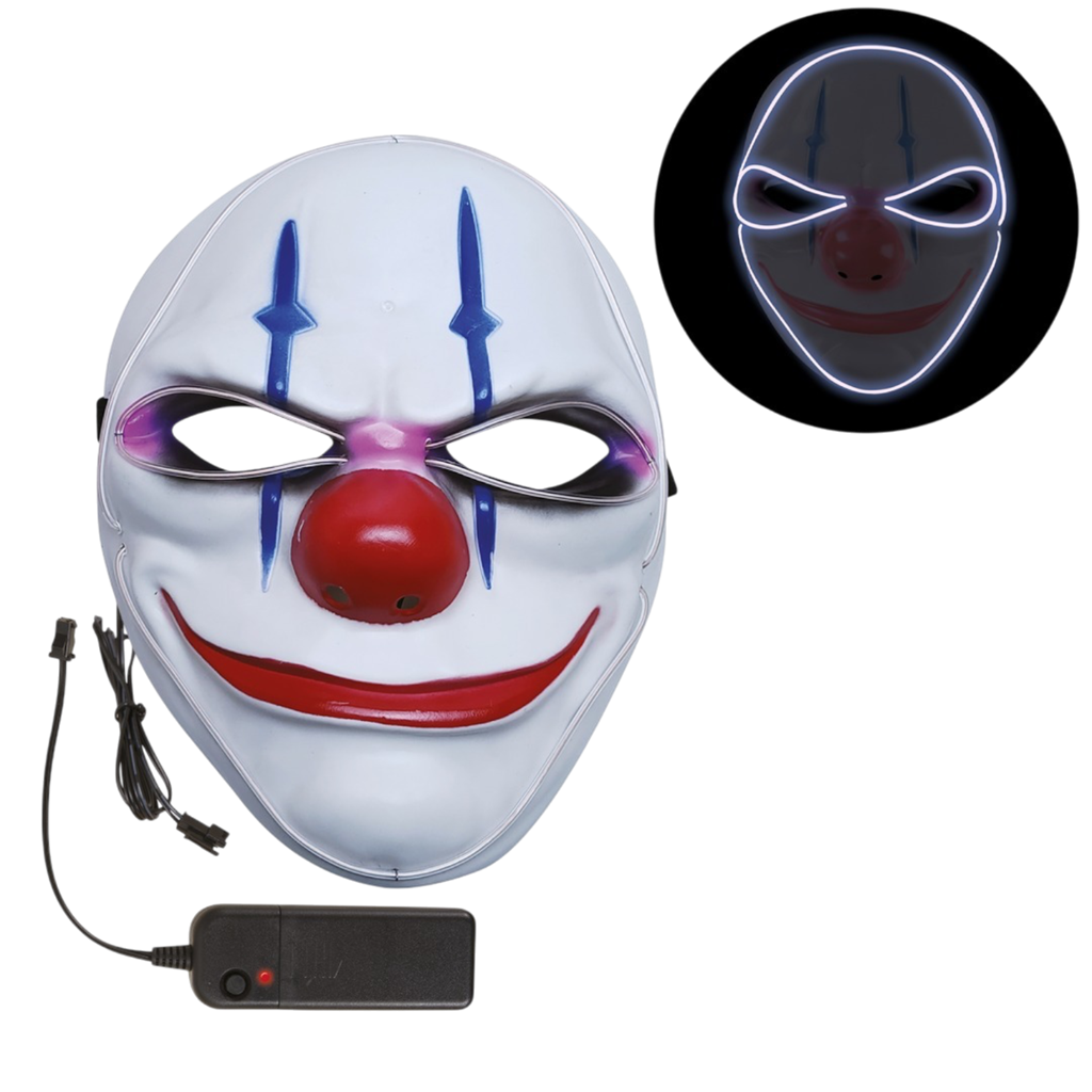Skræmmende LED-klovnemaske til voksne – Halloween