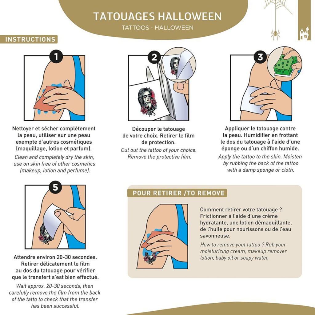 Midlertidige Halloween-tatoveringer – tilfældigt mønster