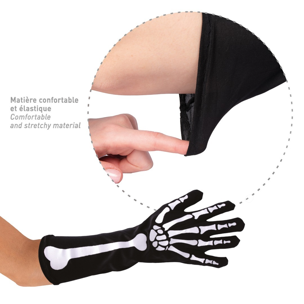 Lange skelet-handsker, 37 cm – Halloween-udklædningstilbehør