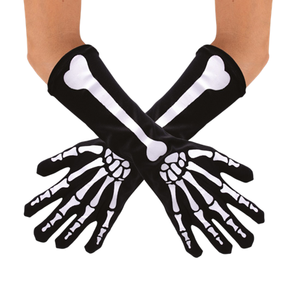 Lange skelet-handsker, 37 cm – Halloween-udklædningstilbehør