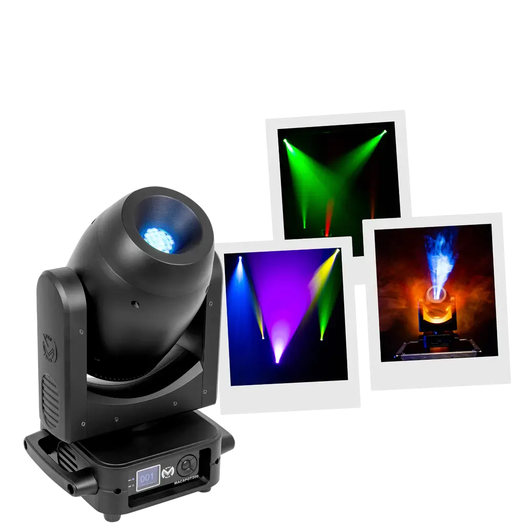 200 W LED-spotlygte med gobos, 6-facetteret prisme og motoriseret fokus – Mac Mah
