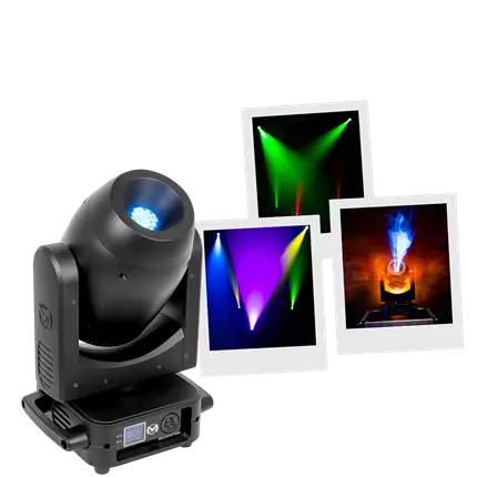 200 W LED-spotlygte med gobos, 6-facetteret prisme og motoriseret fokus – Mac Mah