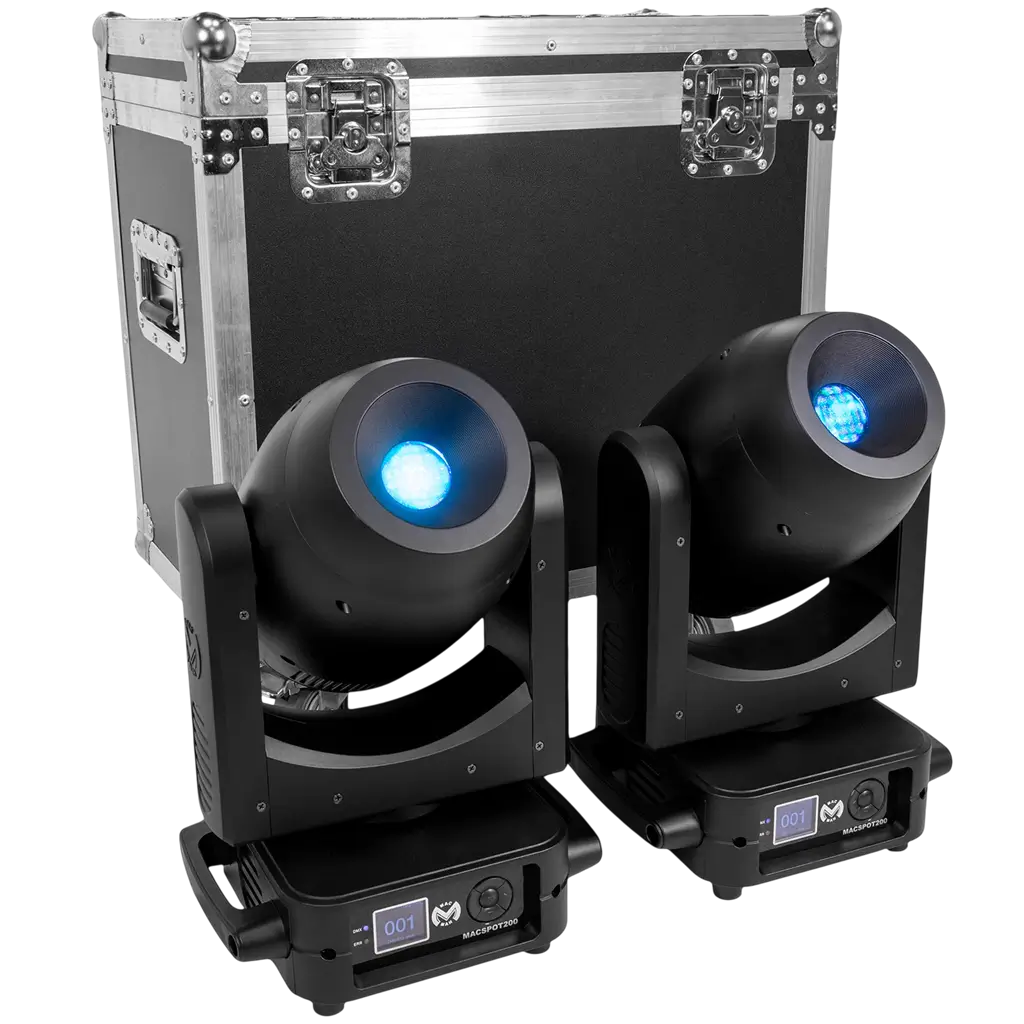 Sæt med 2 stk. 200 W LED-spotlygter med transportkasse – Mac Mah
