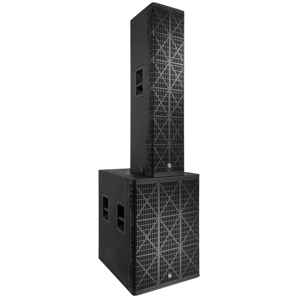 Aktivt 3-vejs søjlesystem, 1700 W RMS, med 18"-subwoofer – Elokance