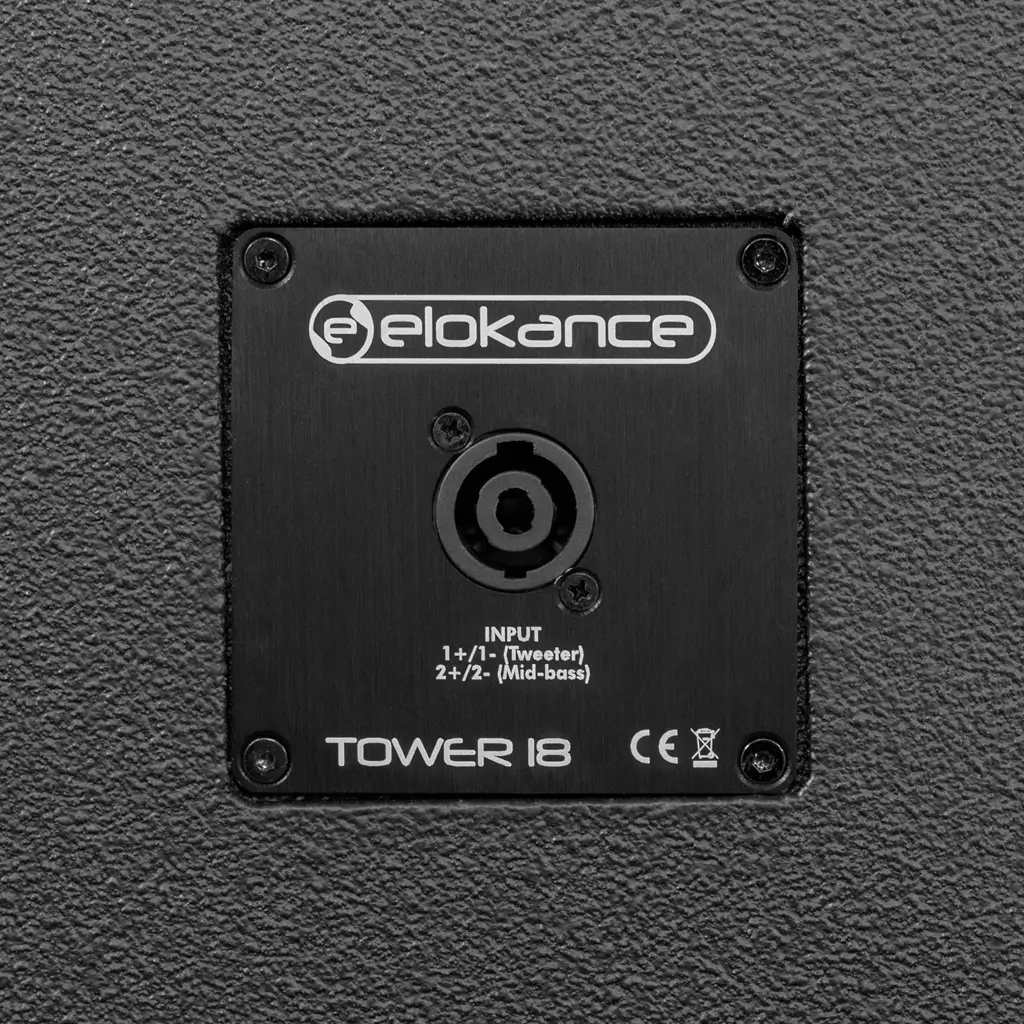 Aktivt 3-vejs søjlesystem, 1700 W RMS, med 18"-subwoofer – Elokance