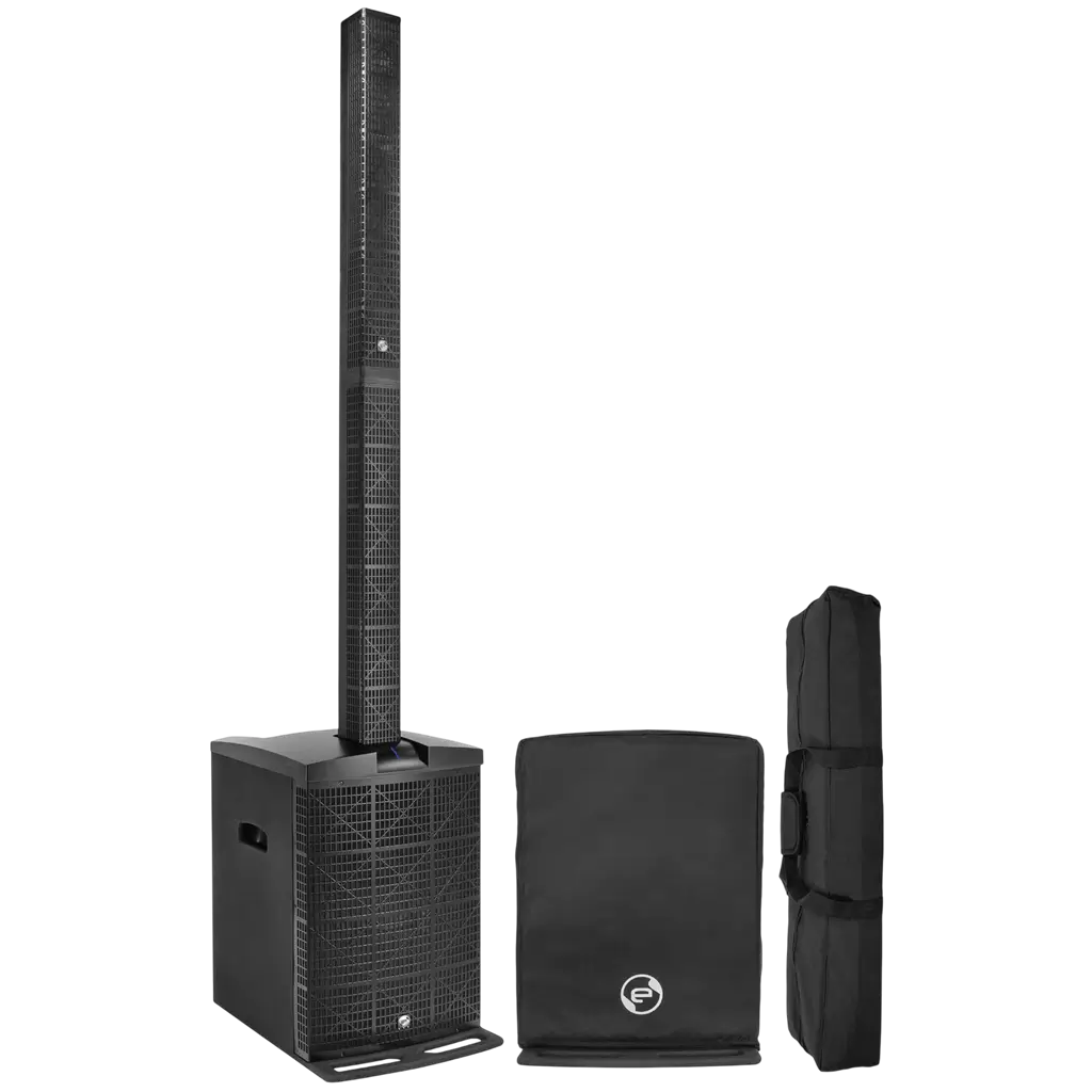 Aktivt 3-vejs søjlesystem, 800 W RMS, med 15"-subwoofer – Elokance