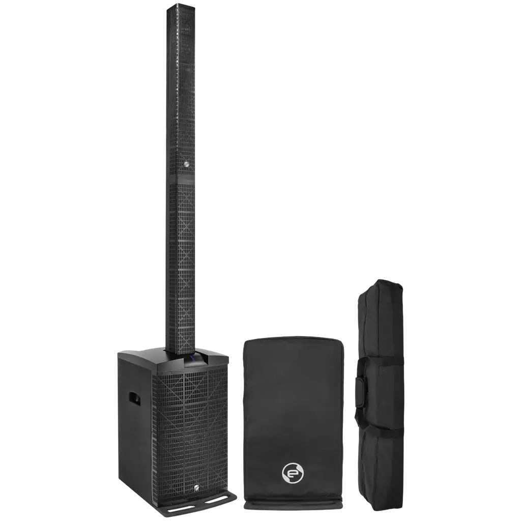 Aktivt 3-vejs søjlesystem, 800 W RMS, med 12"-subwoofer – Elokance