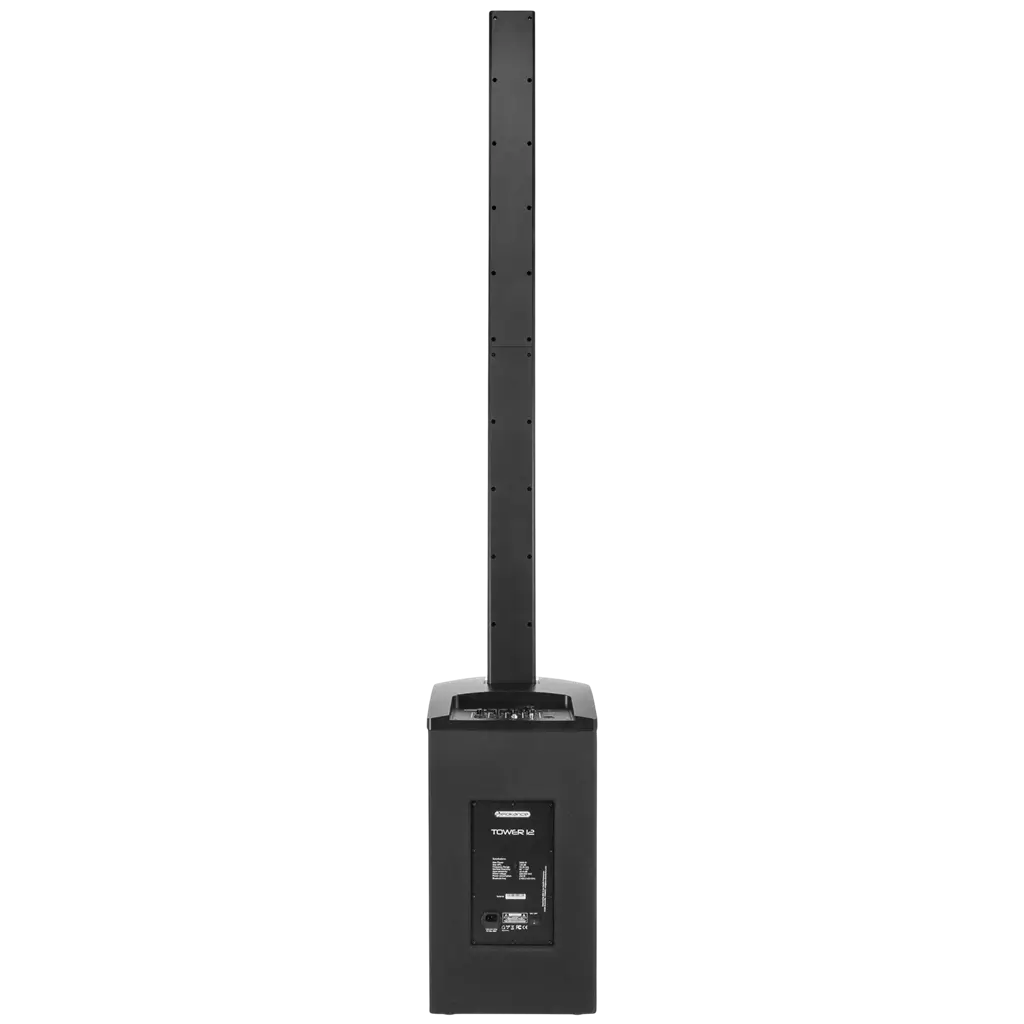Aktivt 3-vejs søjlesystem, 800 W RMS, med 12"-subwoofer – Elokance