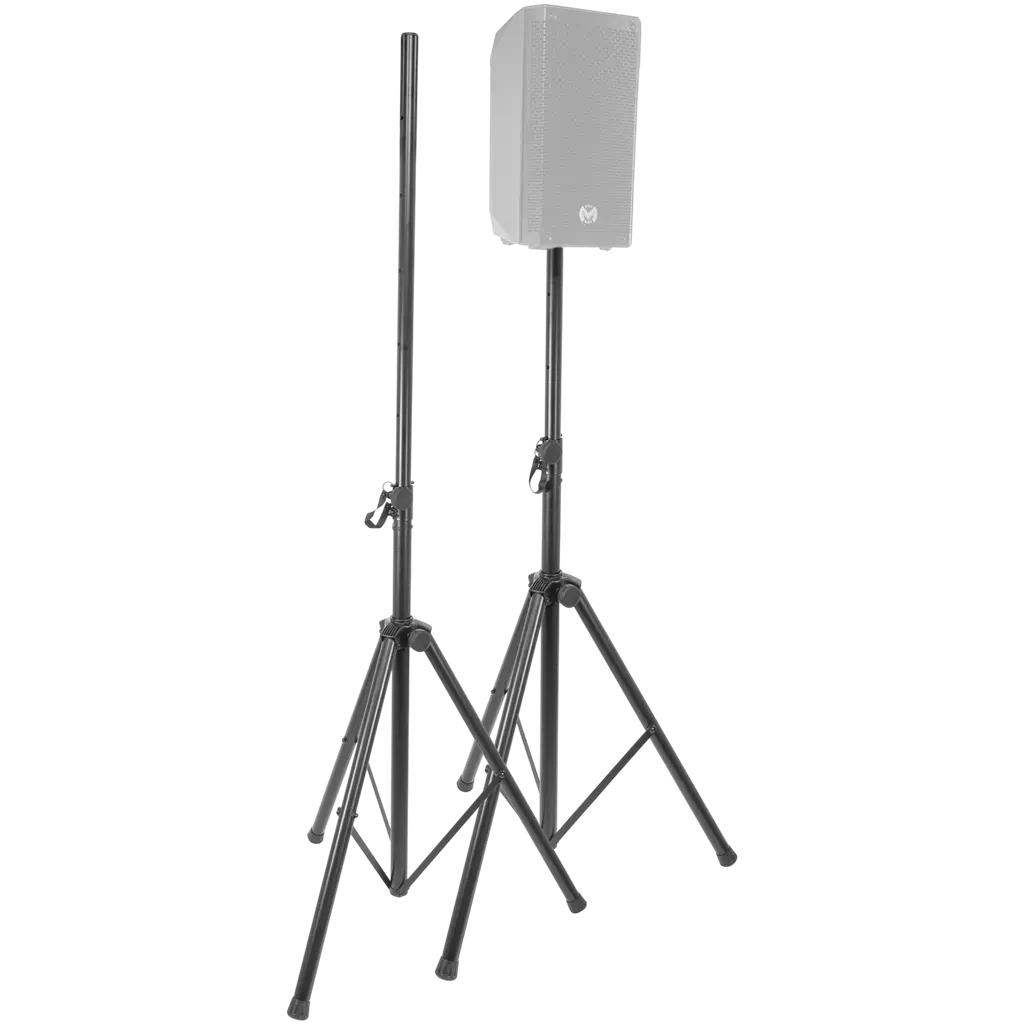 Sæt med 2 justerbare højttalerfødder (120–200 cm) med betræk – Plugger