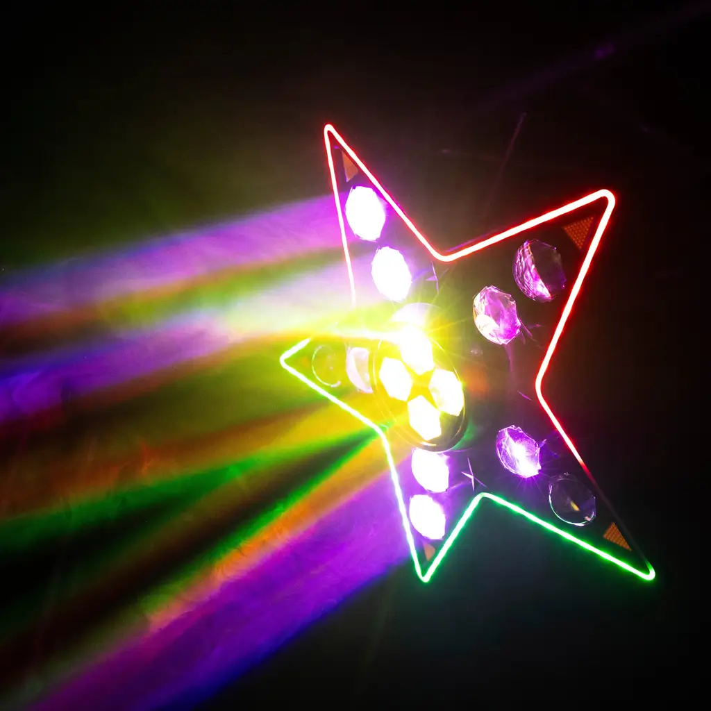 3-i-1 LED-lyssæt med Beam, B-Eye og stroboskop – BoomToneDJ