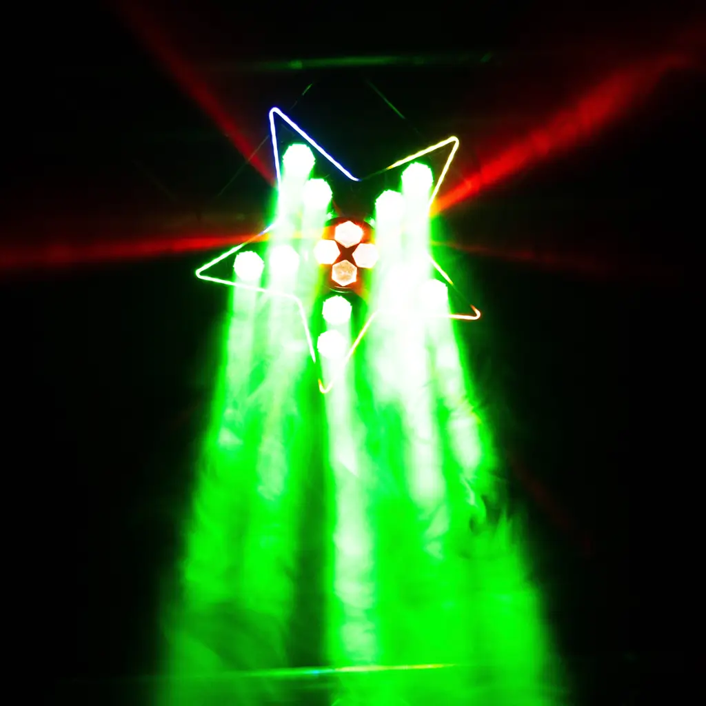 3-i-1 LED-lyssæt med Beam, B-Eye og stroboskop – BoomToneDJ
