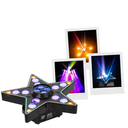 3-i-1 LED-lyssæt med Beam, B-Eye og stroboskop – BoomToneDJ