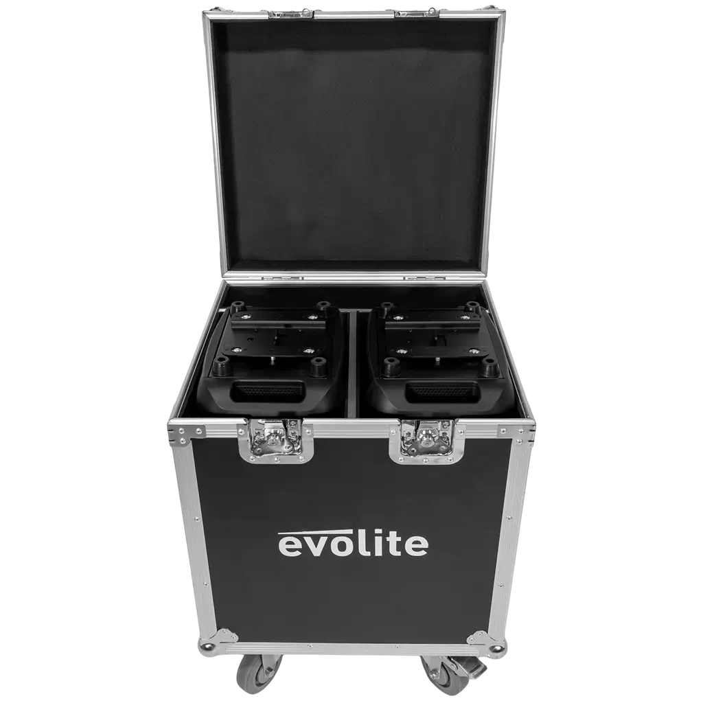 Sæt med 2 LED-spotlygter på 200 W med høj lysstyrke og transportkasse – Evolite