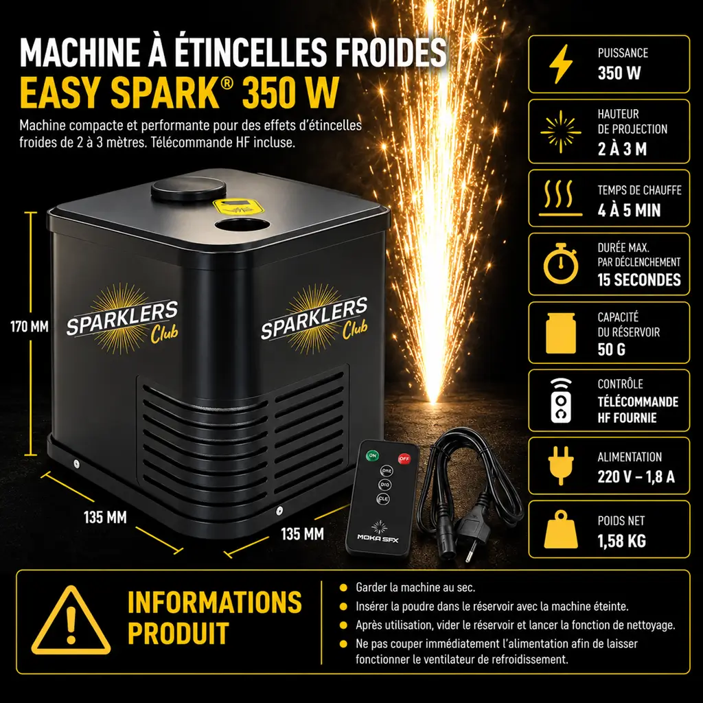 EASY SPARK® – Koldgnistmaskine 500 W – 3 meter
